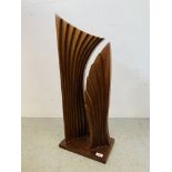 A DESIGNER HARDWOOD SCULPTURE - HEIGHT 77CM.