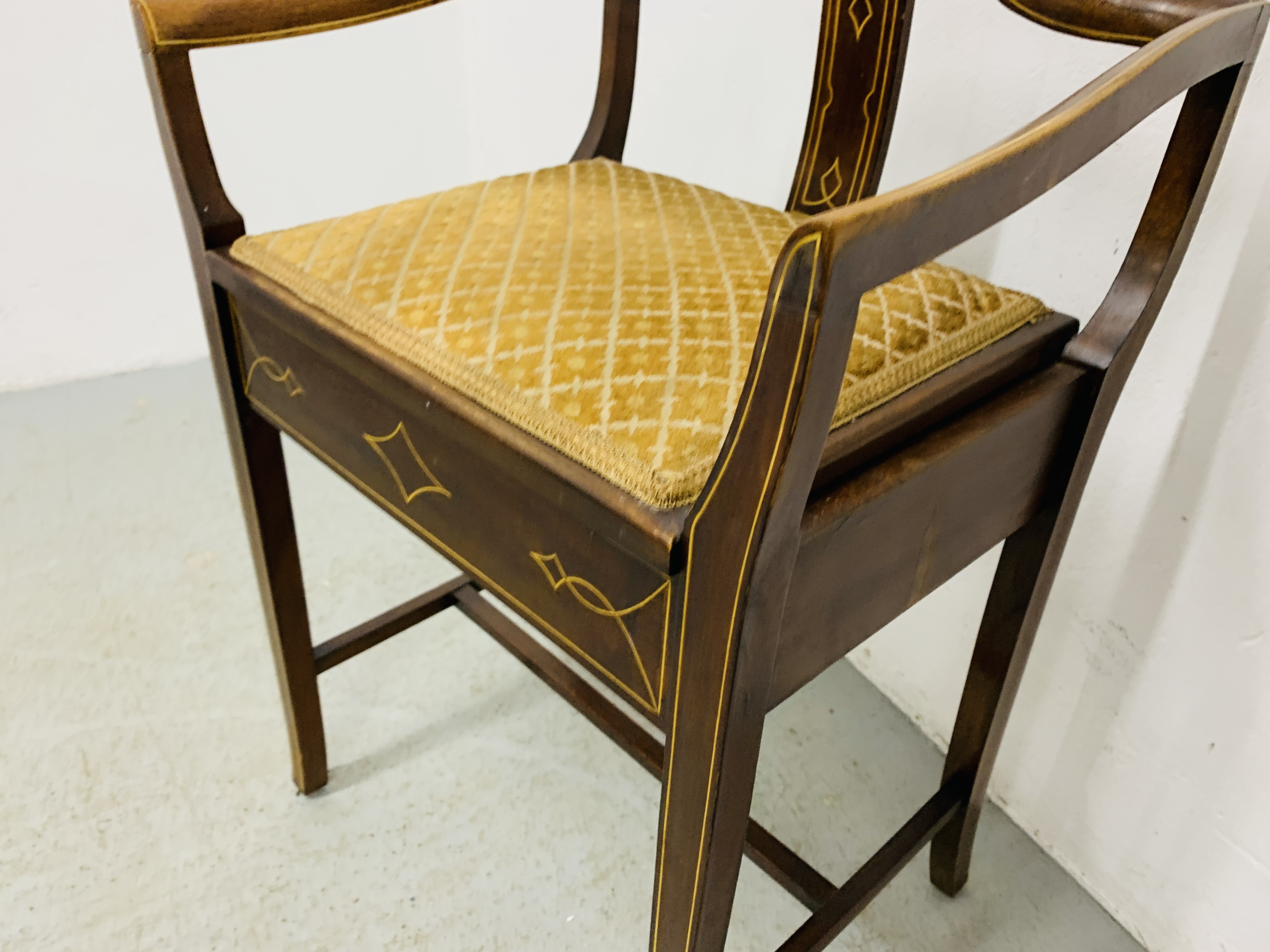 EDWARDIAN MAHOGANY INLAID MUSIC STOOL - Image 5 of 6