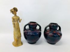 STUDIO POTTERY STUDIO "A FACELESS LADY" BEARING SIGNATURE S.