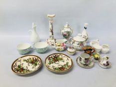 SELECTION OF CABINET CHINA TO INCLUDE AYNSLEY, ROYAL ALBERT "PELIT POINT" SUGAR BOWL,