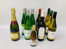 12 X BOTTLES OF WINE & CHAMPAGNE TO INCLUDE LIBFRAUMILCH, VOUVRAY, PROSECCO,