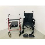 INVACARE WHEELCHAIR AND A ROMA MOBILITY WALKER