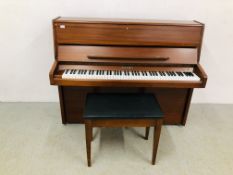 KNIGHT MODERN OVERSTRUNG UPRIGHT PIANO AND MUSIC STOOL