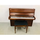 KNIGHT MODERN OVERSTRUNG UPRIGHT PIANO AND MUSIC STOOL