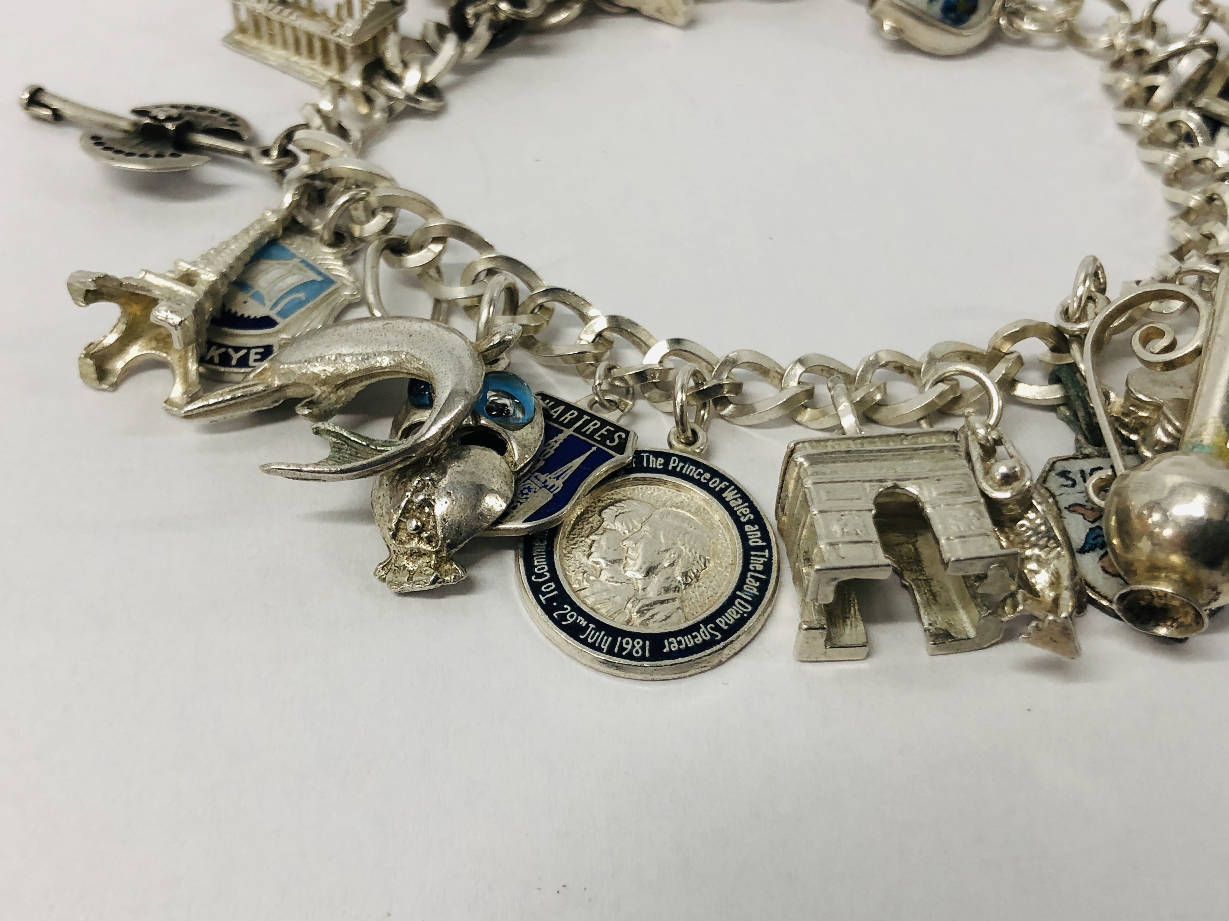 SILVER CHARM BRACELET WITH MULTIPLE CHARMS - Image 2 of 8