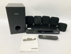 A PHILIPS HTS2500 SURROUND SOUND SYSTEM WITH REMOTE - SOLD AS SEEN