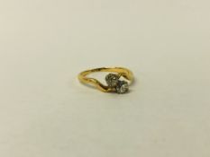 9CT GOLD TWO STONE DIAMOND RING