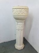 LARGE CLASSICAL GREEK STYLE JARDINIERE, CREAM FINISH, COLUMN BASE - H 123CM.