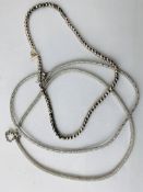 SILVER LINKS OF LONDON BEADED NECKLACE AND 2 SILVER DESIGNER CRYSTAL CAGE WORK NECKLACES