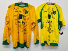 2 NORWICH CITY FOOTBALL SIGNED SHIRTS APPROX 2009 AND 2010