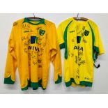 2 NORWICH CITY FOOTBALL SIGNED SHIRTS APPROX 2009 AND 2010