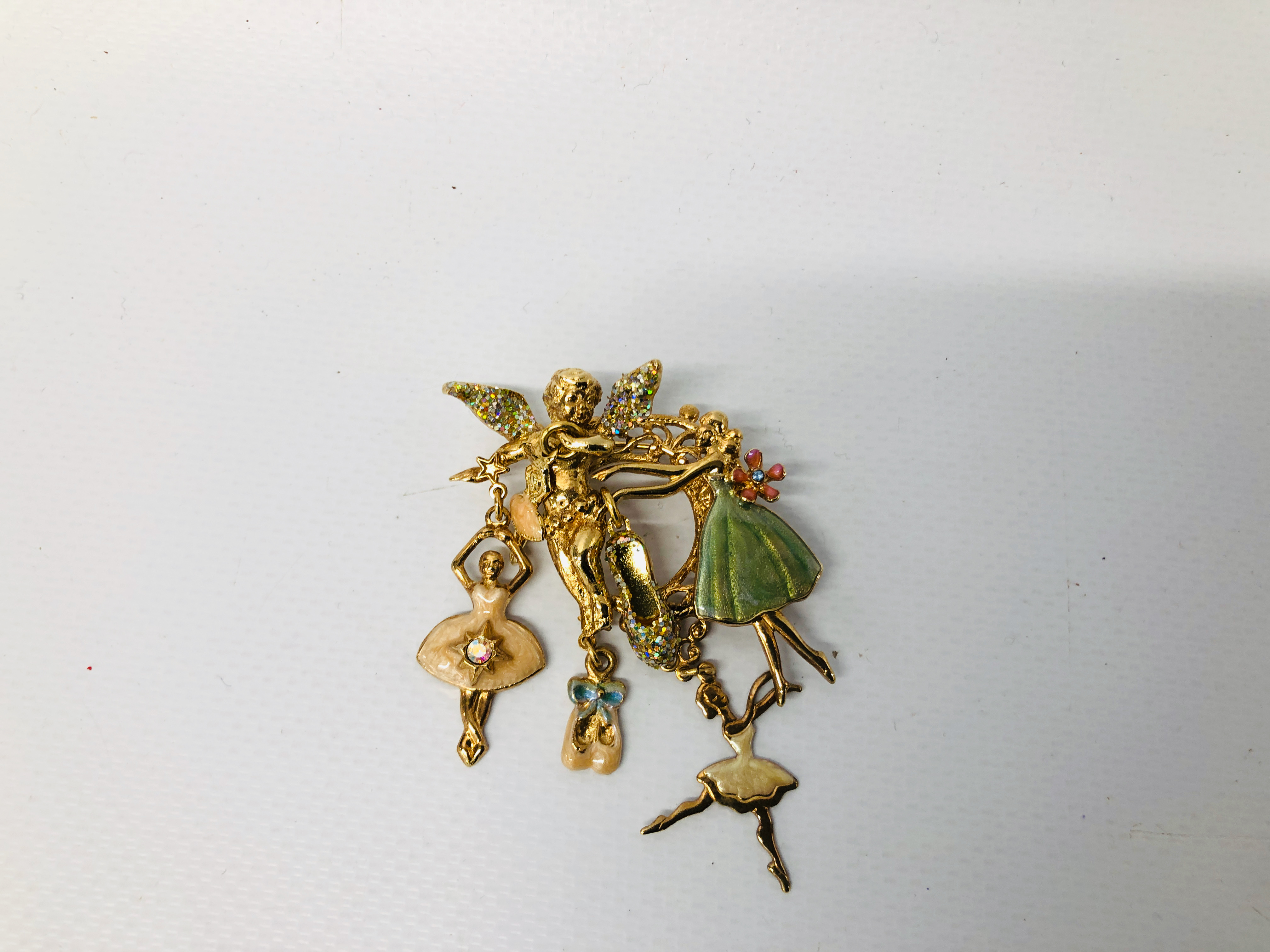 "KIRKS FOLLY" ENAMELLED FAIRY AND CHERUB BROOCH - VARIOUS CHARMS - Image 2 of 2