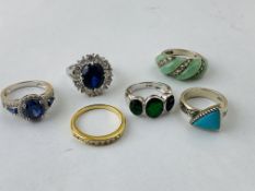 6 X VARIOUS SILVER STONE SET DRESS RINGS