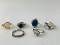 6 X VARIOUS SILVER STONE SET DRESS RINGS