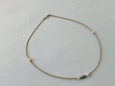 A 9CT GOLD DESIGNER NECKLET SET WITH TWO TONE PEARLS