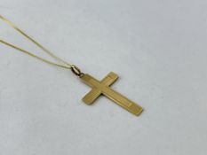 9CT GOLD PENDANT CROSS ON 9CT GOLD FINE LINK NECKLACE L 460MM