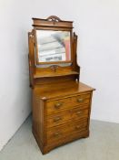 AN EDWARDIAN SATIN WOOD THREE DRAWER DRESSING CHEST