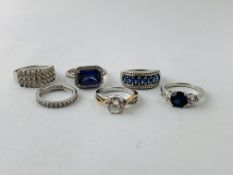 6 X VARIOUS SILVER STONE SET DRESS RINGS