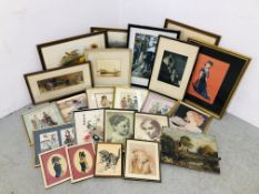 COLLECTION OF ASSORTED FRAMED PICTURES AND PRINTS TO INCLUDE FASHION AND BIRD PRINTS ETC.
