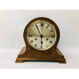 EDWARDIAN MAHOGANY FINISH MANTEL CLOCK WITH INLAID DETAIL