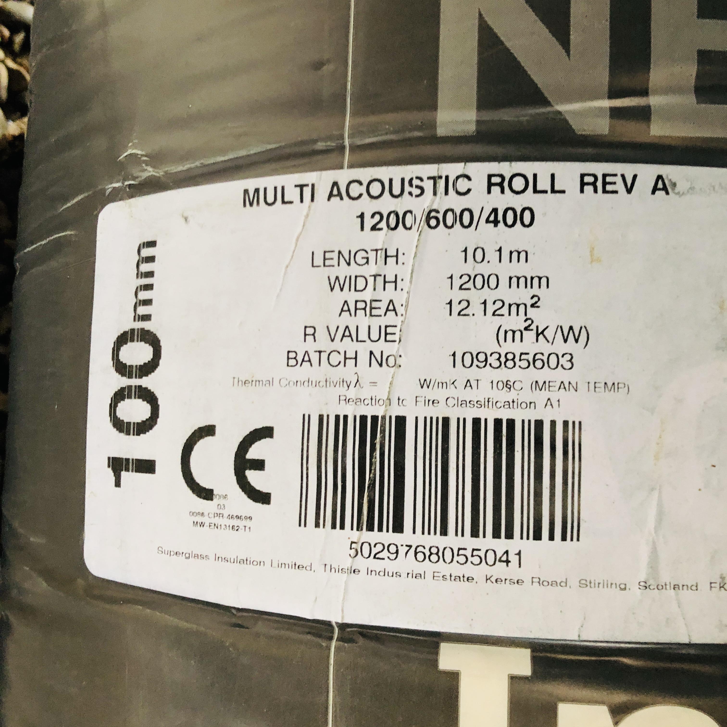 6 X ROLLS SUPERGLASS 100MM ACOUSTIC INSULATION - Image 2 of 2