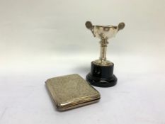 A TWO HANDLED SILVER TROPHY CUP, SHEFFIELD ASSAY, ALONG WITH A SILVER TENNIS TROPHY CUP,