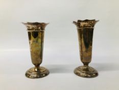 PAIR OF SILVER VASES BIRMINGHAM ASSAY H 17.