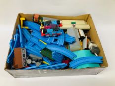 BOX OF THOMAS THE TANK RAILWAY TRAINS AND CARRIAGES ETC.