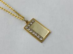 18CT GOLD NECKLACE WITH 9CT GOLD PENDANT SET WITH TEN DIAMONDS