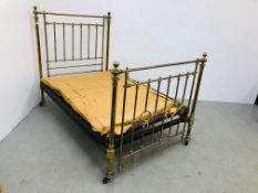 A VICTORIAN BRASS AND IRON THREE QUARTER BEDSTEAD