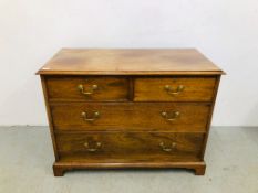 ANTIQUE MAHOGANY TWO OVER TWO DRAWER CHEST - W 111CM. D 55CM. H 83CM.