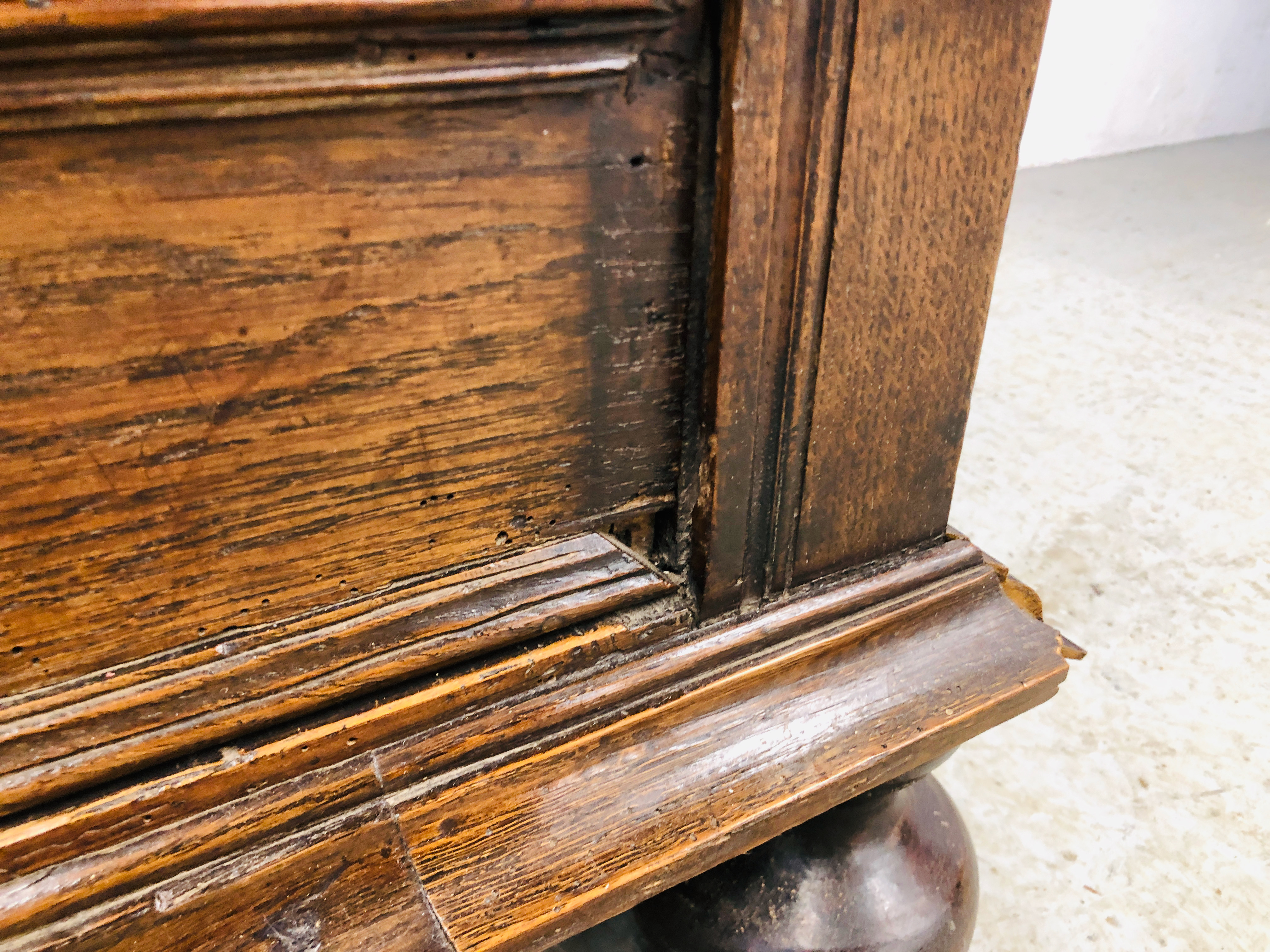 ANTIQUE OAK COFFER WITH TWO DRAWERS IN THE JACOBEAN STYLE - W 131CM. D 55CM. H 79CM. - Image 10 of 12