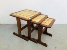 NEST OF 3 GRADUATED G PLAN TABLES WITH TILED TOPS