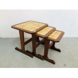 NEST OF 3 GRADUATED G PLAN TABLES WITH TILED TOPS