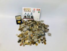 BOX OF MIXED COINS PRE DECIMAL, RIBBED,