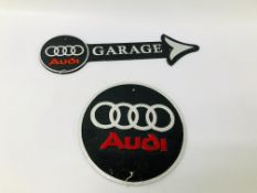 (R) LARGE AUDI RINGS PLAQUE + AUDI GARAGE ARROW SIGN