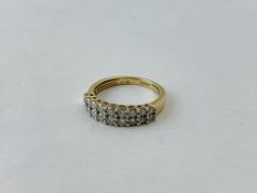 9CT GOLD DOUBLE ROW DIAMOND SET RING (TOTAL 18 STONES) SIZE Q/R