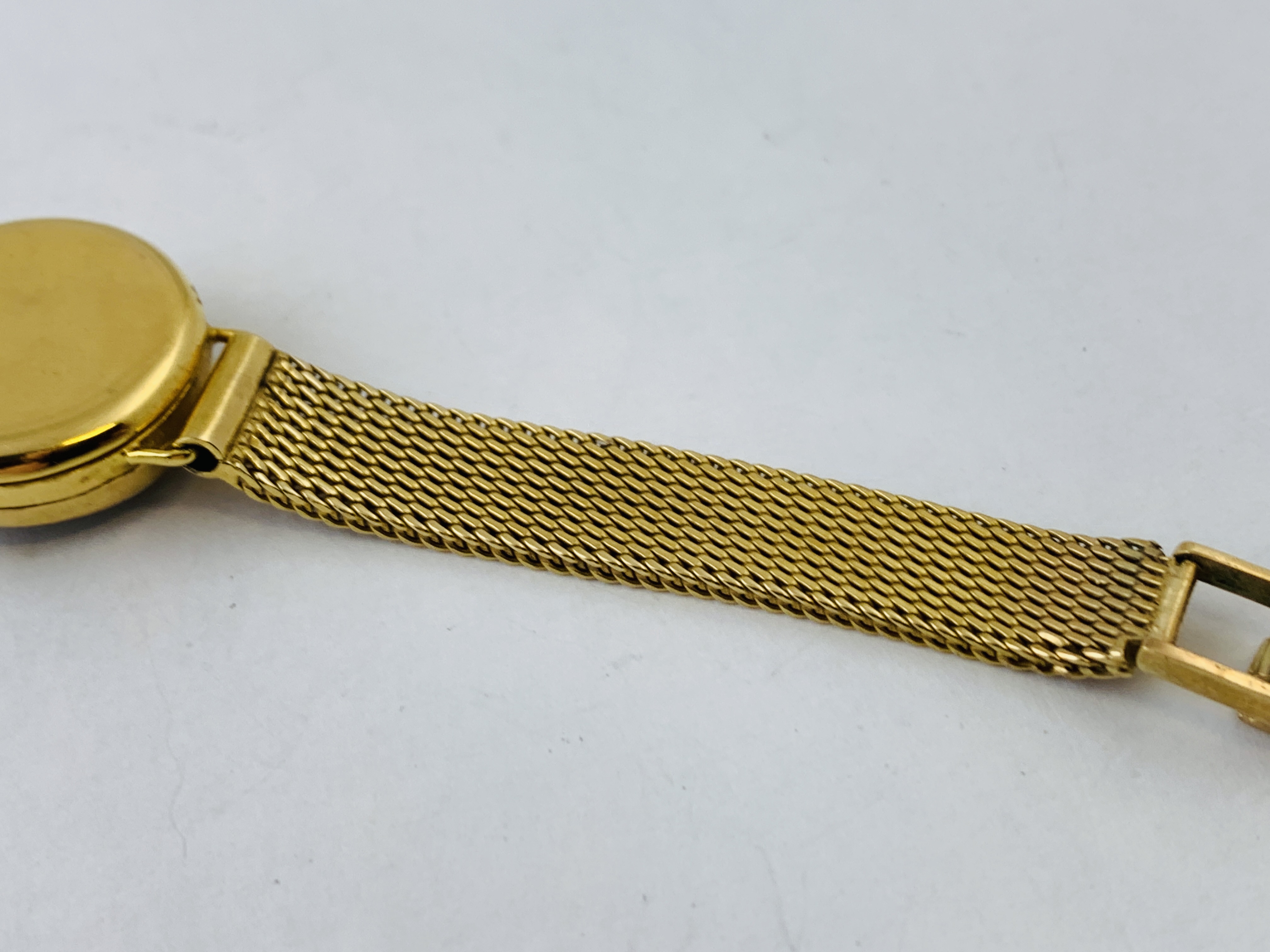 LADIES 18CT GOLD CASED WRIST WATCH ON 9CT GOLD BRAIDED STRAP THE BEZEL SET WITH 36 DIAMONDS THE - Image 6 of 10