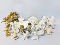 COLLECTION OF ASSORTED CHERUB STUDIES AND ORNAMENTS ETC