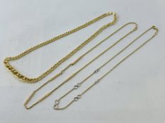 A 9CT GOLD ROPE LINK AND BATTON NECKLACE L 460MM,