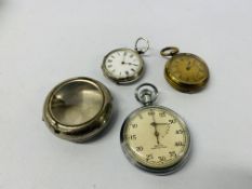 3 X VARIOUS POCKET WATCHES TO INCLUDE SMITHS YACHTING TIMER, POCKET WATCH CASE ETC.