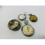 3 X VARIOUS POCKET WATCHES TO INCLUDE SMITHS YACHTING TIMER, POCKET WATCH CASE ETC.