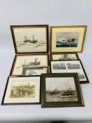 3 FRAMED PEN AND INK SKETCHES OF FISHING TRAWLERS TO INCLUDE YARMOUTH BEARING SIGNATURE R.