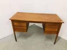 MID CENTURY DANISH 6 DRAWER DESK IN THE "GUNNAR NIELSEN" STYLE W 120CM, D 58CM,