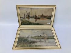 A PAIR OF FRAMED WATERCOLOURS BEARING SIGNATURE OF W.E.