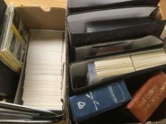 TWO BOXES OF GB FIRST DAY COVERS AND PHQ CARDS IN EIGHT BINDERS AND LOOSE