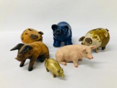 3 X STUDIO POTTERY PIGS, PORCELAIN PIG,