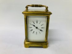 VINTAGE BRASS CARRIAGE CLOCK A/F - H 12CM.