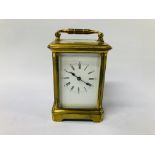 VINTAGE BRASS CARRIAGE CLOCK A/F - H 12CM.