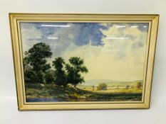 A FRAMED WATERCOLOUR BEARING SIGNATURE ARTHUR ASPINALL, LANDSCAPE WITH CATTLE TO FOREGROUND,